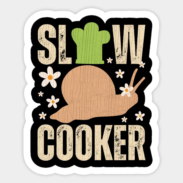 Slow Cooker Cute & Funny Snail Chef Sticker by Point Shop